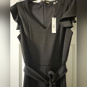NWT, T Tahari Elegant Black Ruffle Sleeve Jump Suit, Size 8